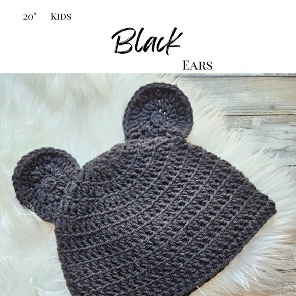 Kids Hat from Cotton N Kandi on Etsy- 20" Mickey Mouse Ears, Black, Crochet - Picture 2 of 2